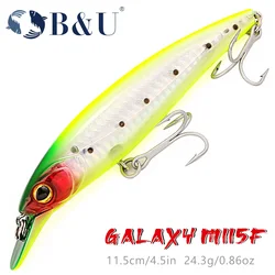 Minnow flotante B&U - Señuelo duro para agua salada con anzuelos triples