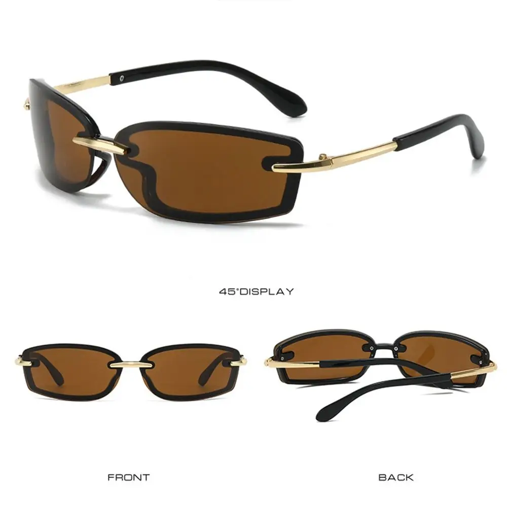 Gafas de sol cuadradas sin montura caramelo con protección UV