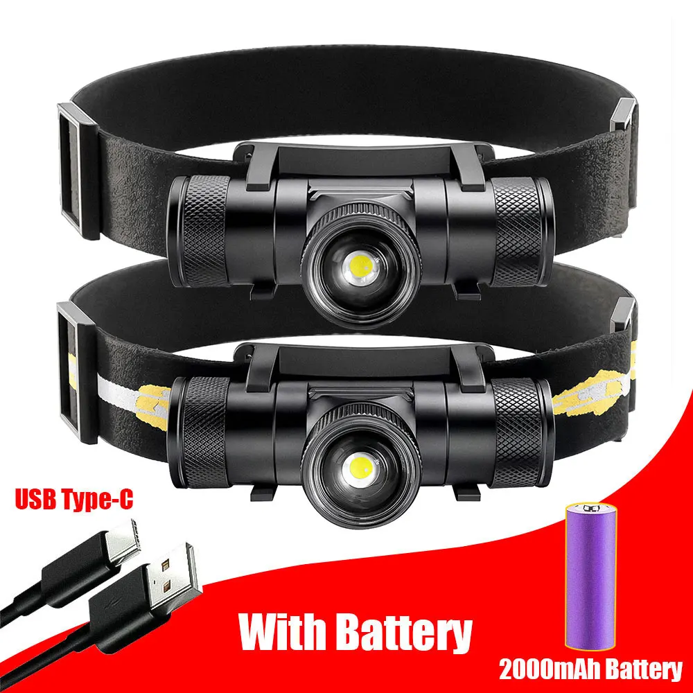 Linterna frontal recargable USB-C impermeable LED para pesca - imagen 4