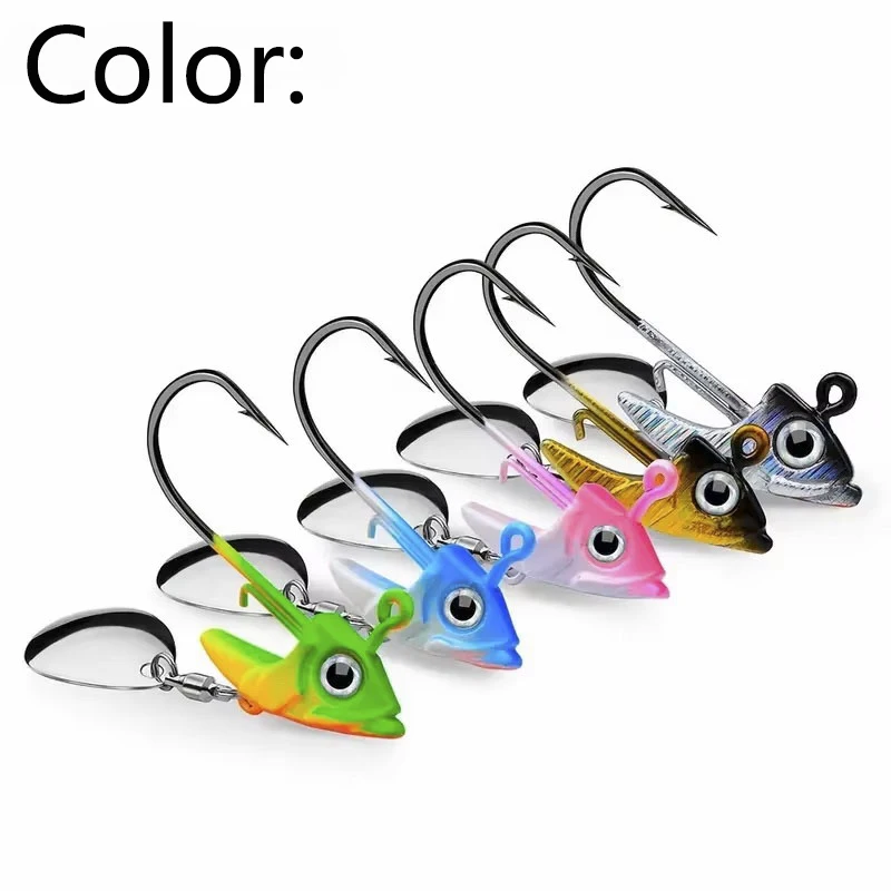 Anzuelos Jig Head con púas para vinilo de lúcio con lentejuela - imagen 2