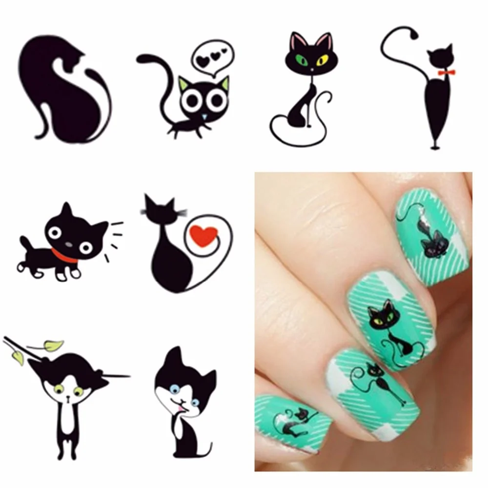 Calcomanías de uñas DIY - Patrones de gato negro - imagen 5