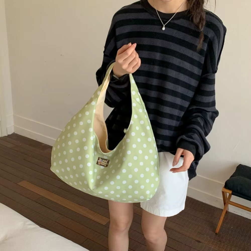 Bolso tote de mujer reversible con lunares y gran capacidad - imagen 3