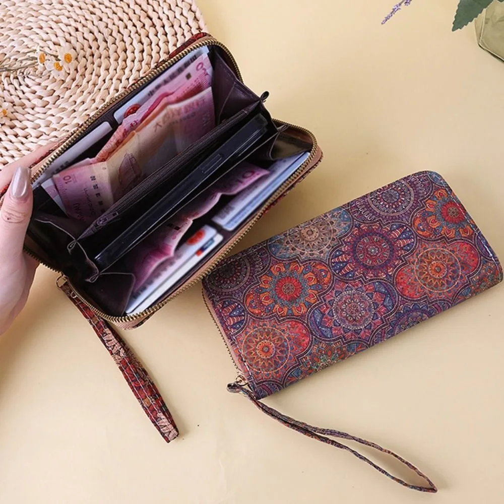 Cartera larga de mujer con estampado retro y cremallera - imagen 5