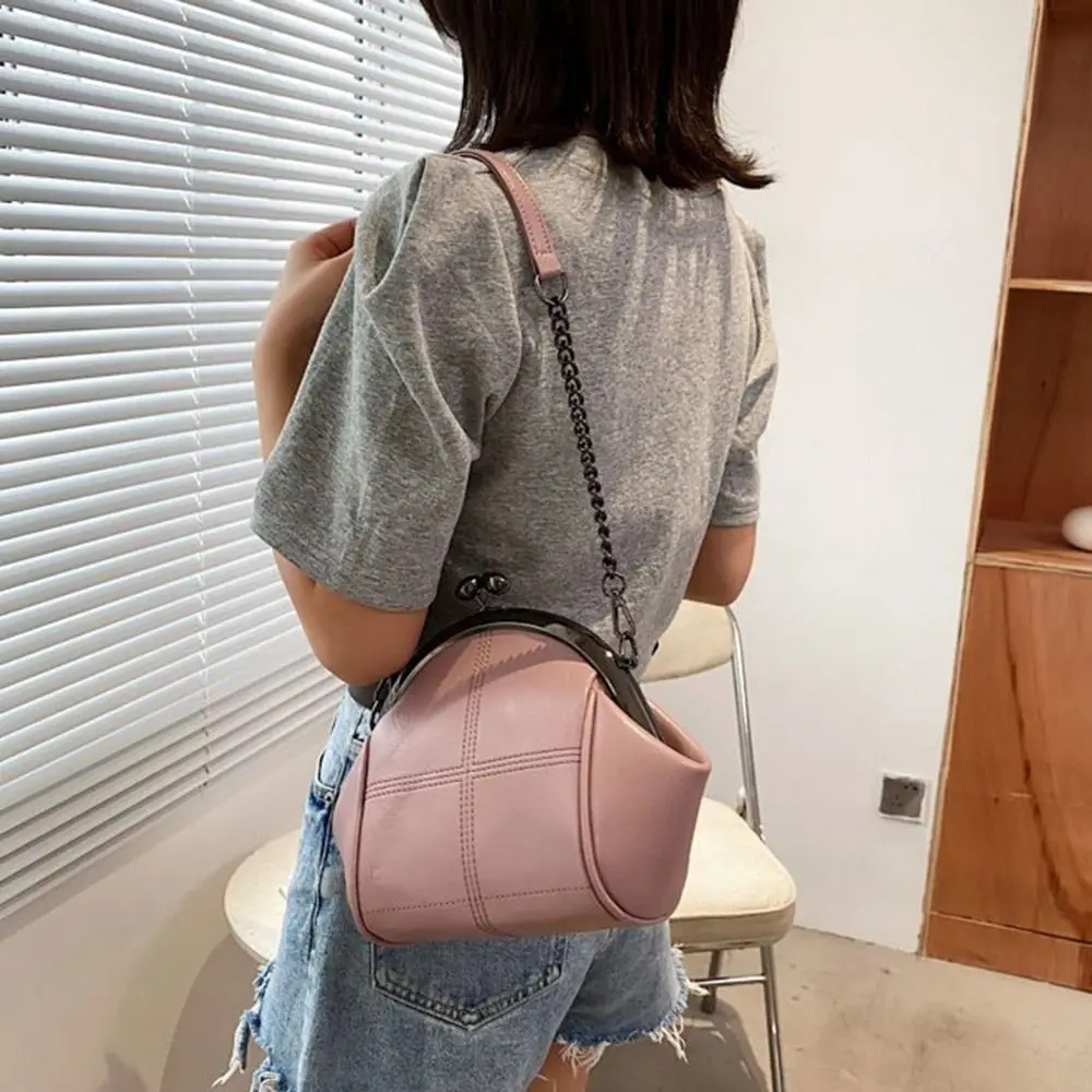 Bolso de Pesca cuero PU vintage con bandolera, cierre clip diario - imagen 5