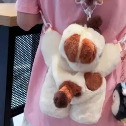 Bolso bandolera de gato con correa de cadena y peluche