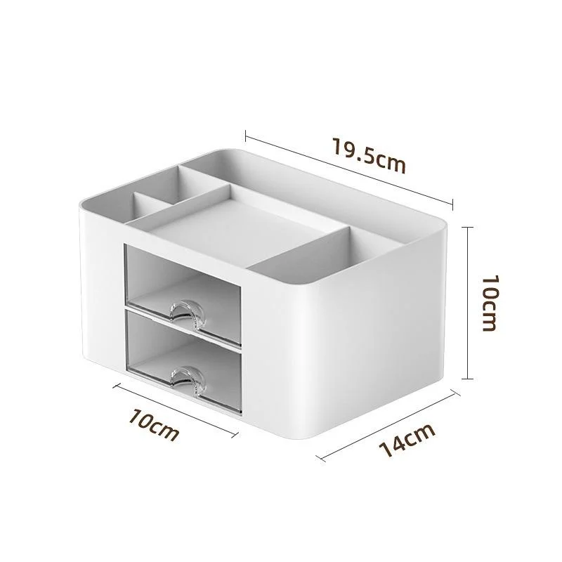 Organizador transparente de escritorio con cajón vista frontal