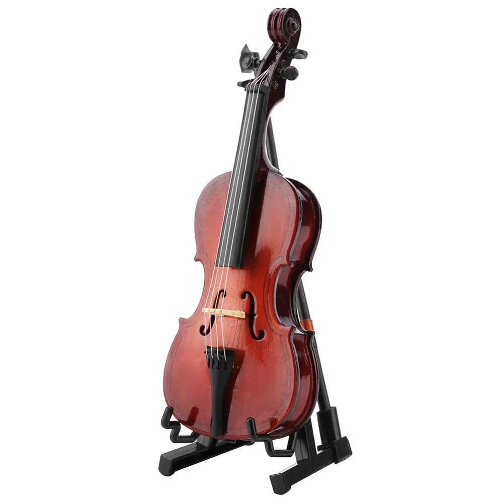 Violoncelo miniatura de madera con estuche, acabado palisandro - imagen 3
