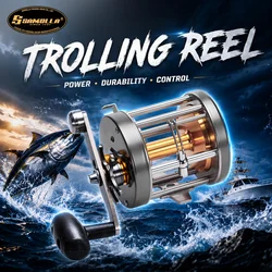 Carrete de pesca metálico de arrastre alto para trolling y jigging
