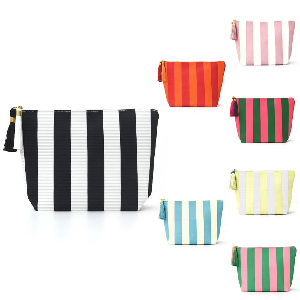 Bolsa de Maquillaje Pana a Rayas – Gran Capacidad para Viajes - imagen 4
