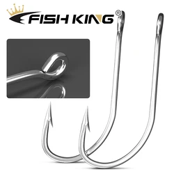 Fish King Anzuelos vástago largo con púas acero al carbono agua salada