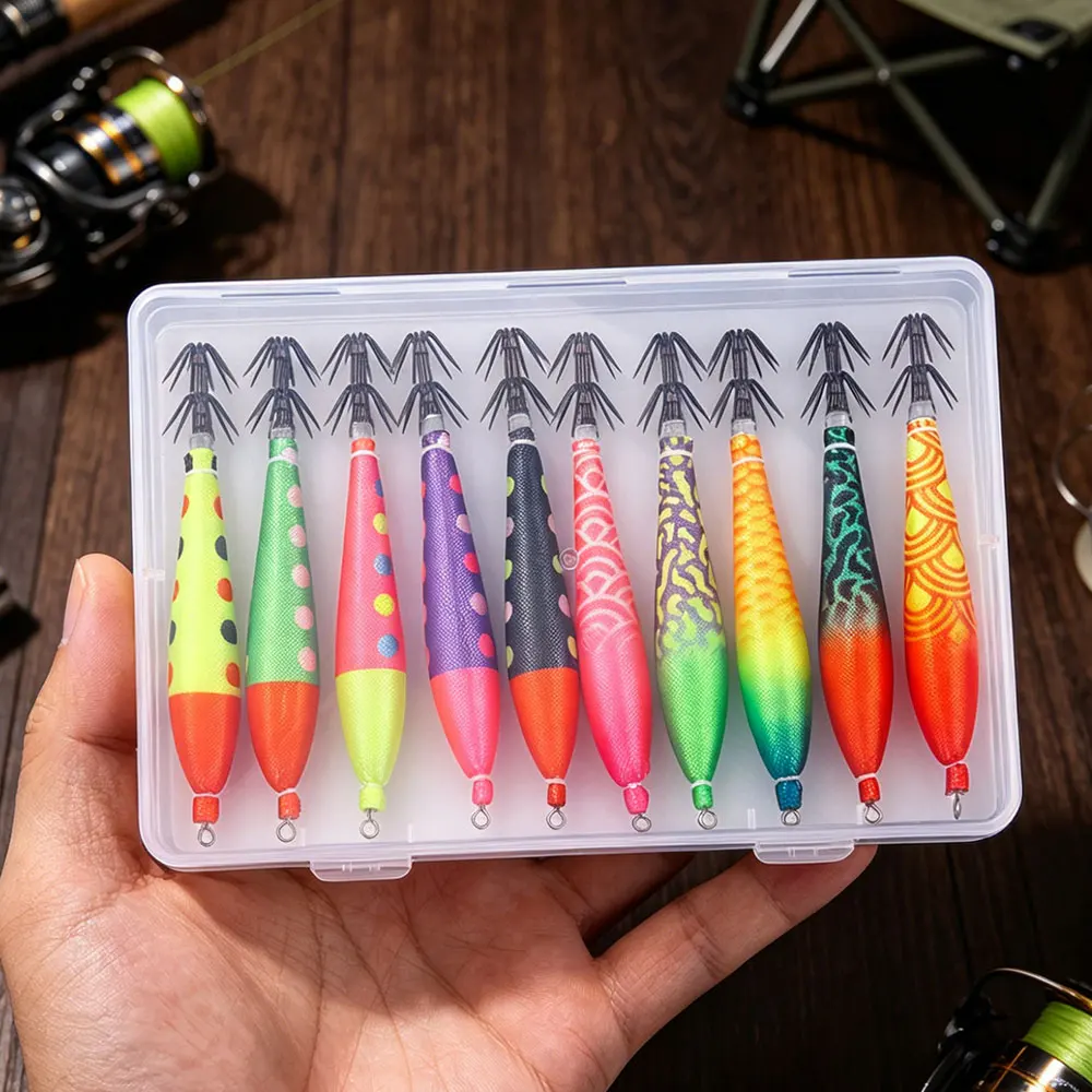 Set de 10 señuelos luminosos listo para el agua