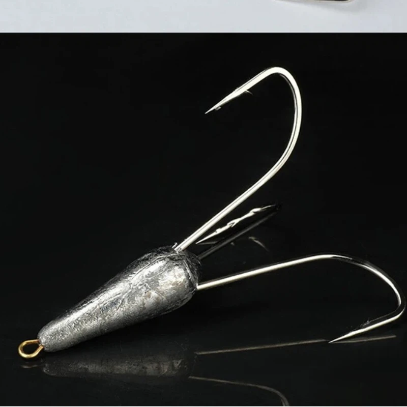 Anzuelos triples jig de acero alto carbono, plateados, para carpa - imagen 3