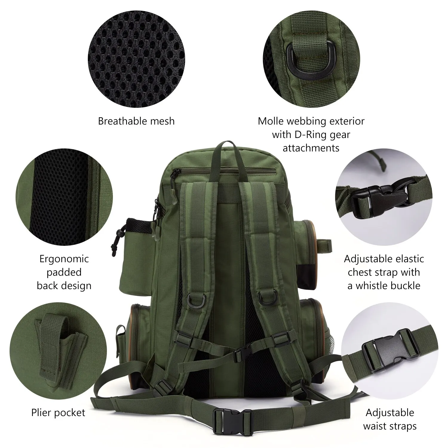 Bassdash Bolsa de pesca táctica – Mochila ligera multifuncional - imagen 2