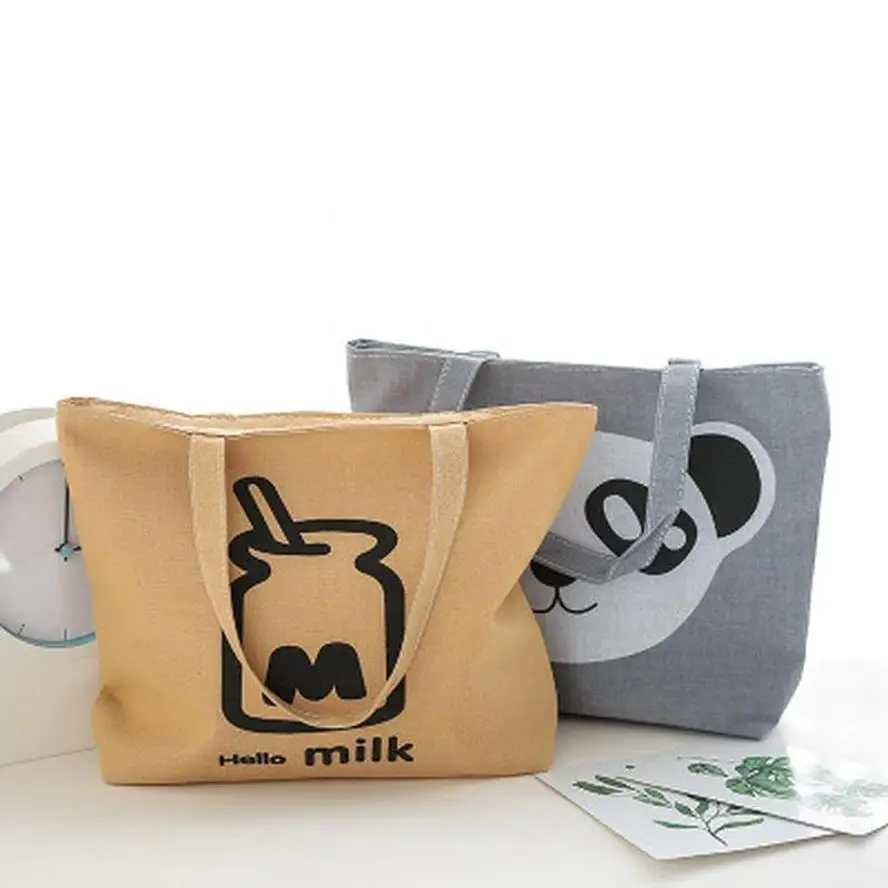Bolso de lona estampado dibujos animados para mujer – Playa y compras