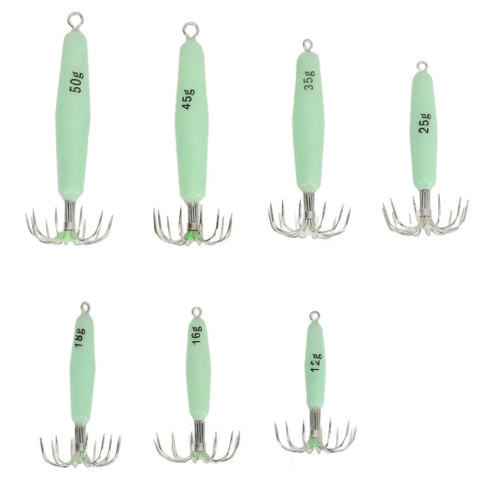 Jigs para calamar luminosos con agujas duraderas, agua salada - imagen 5