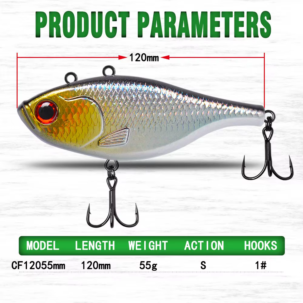 Vib Cf Lure 120mm 55g – Señuelo Abs Rápido Hundimiento con Anillas