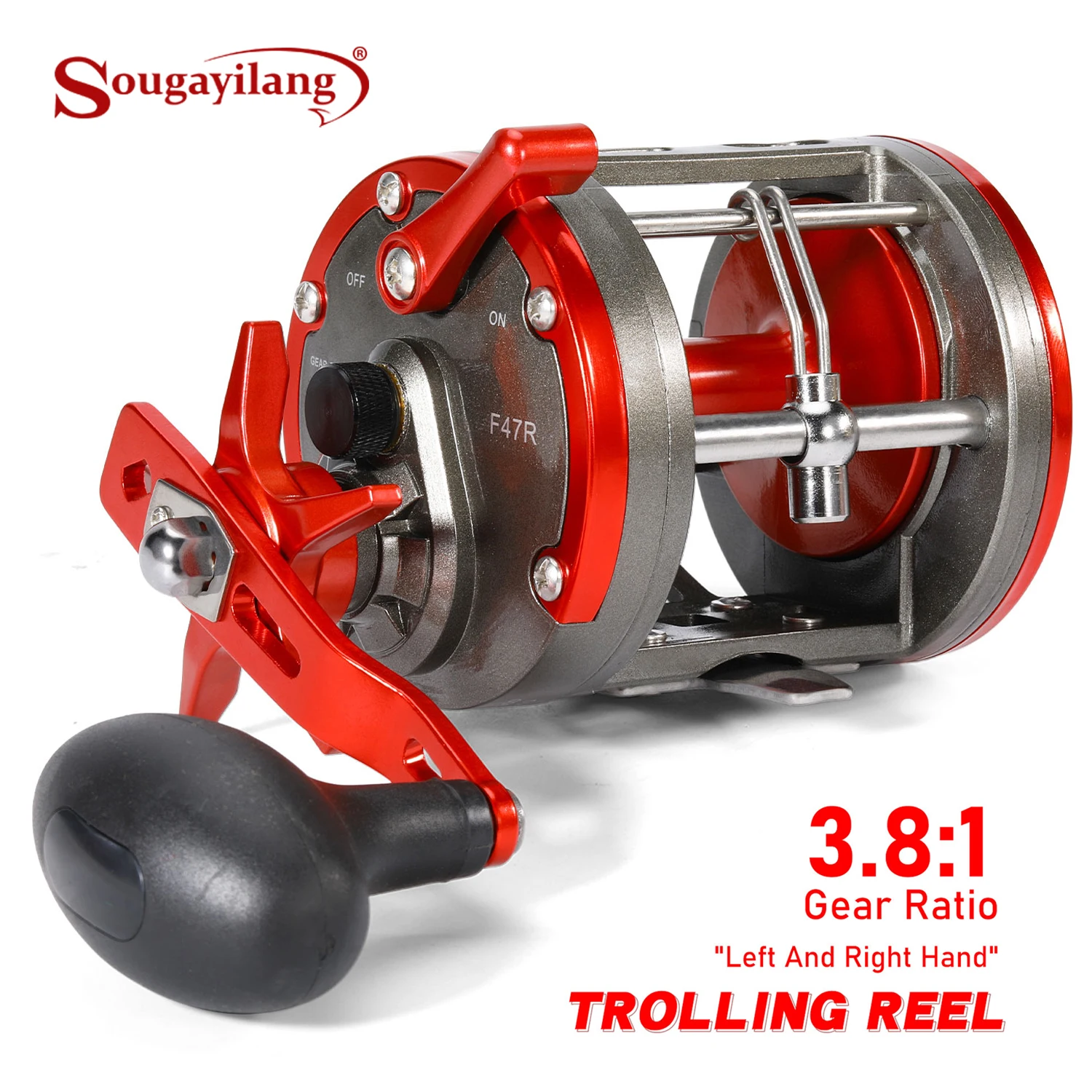 Carrete de pesca Sougayilang de aluminio con freno rápido mar