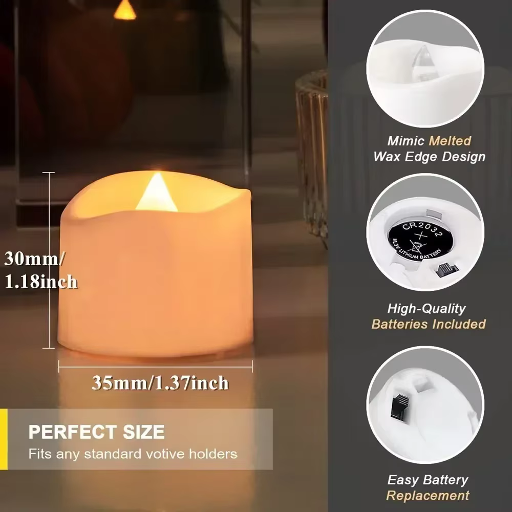 Velas LED Sin Llama Parpadeantes con Mando – Boda, Navidad y Halloween - imagen 2