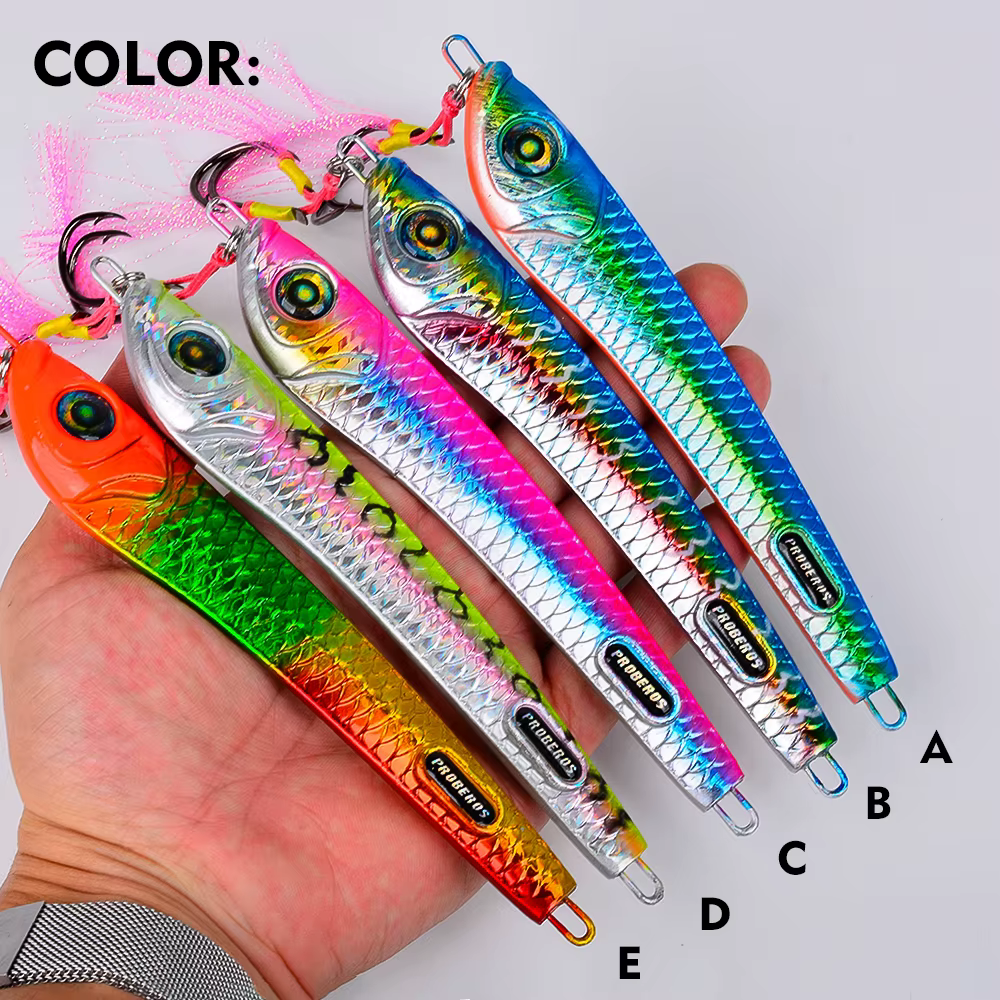 Jig Proberos Vertical 100-200g Ojos 3D con Assist Hook para Lubina - imagen 3