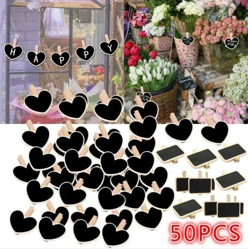 Clips colgantes de madera con forma de corazón