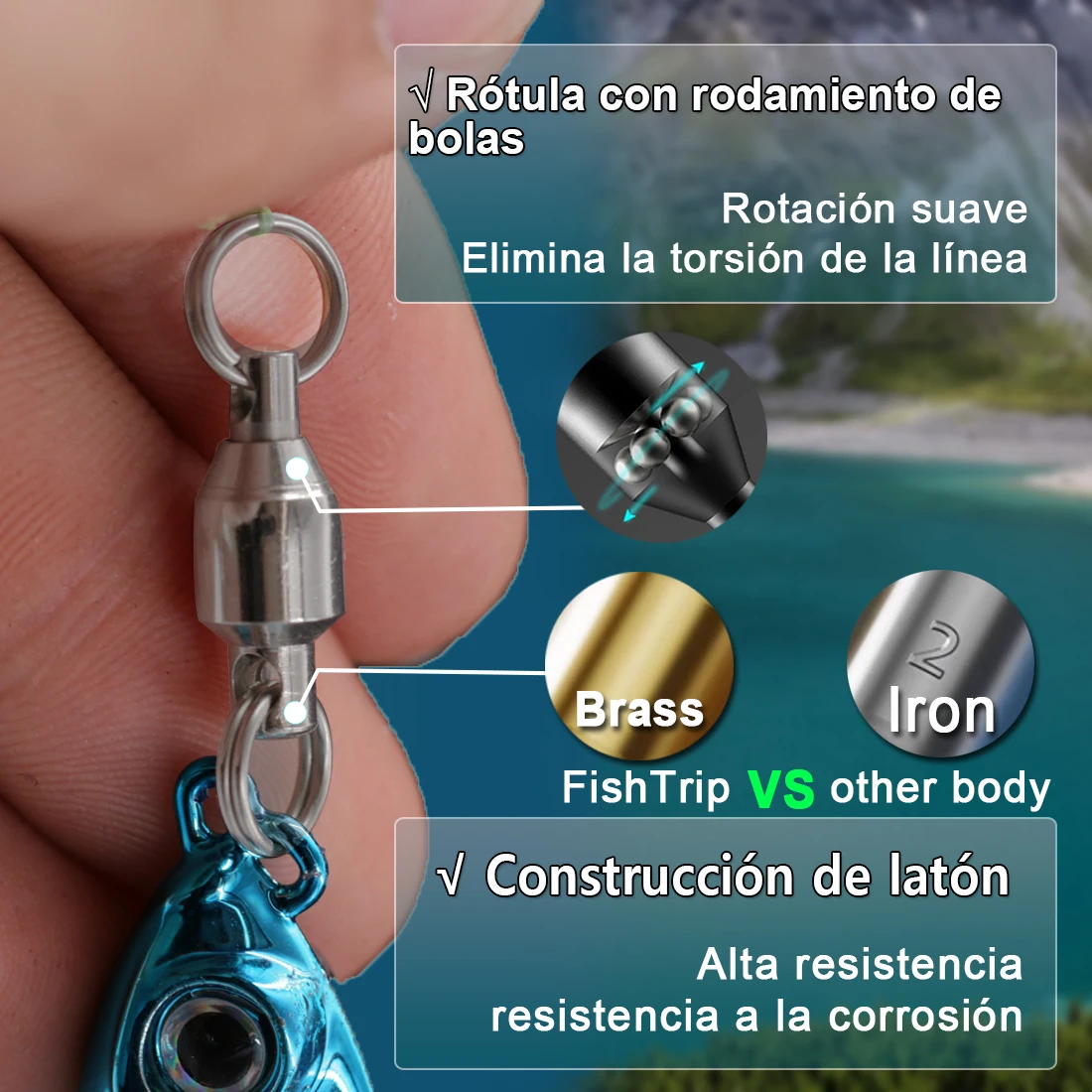 Eslabón giratorio FishTrip Swivel – Acero inoxidable agua salada - imagen 5
