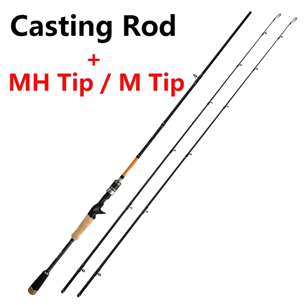 Caña spinning baitcasting M/MH fibra carbono ultraligera trucha carpa - imagen 3