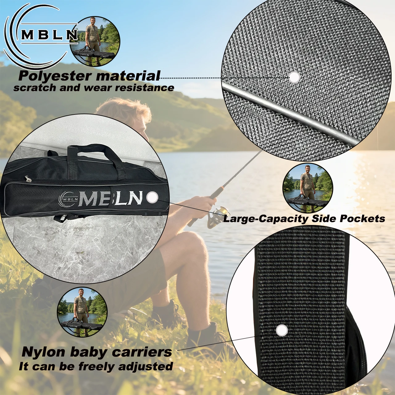Bolsa para cañas MBLN con protector de cuello y doble cremallera - imagen 5