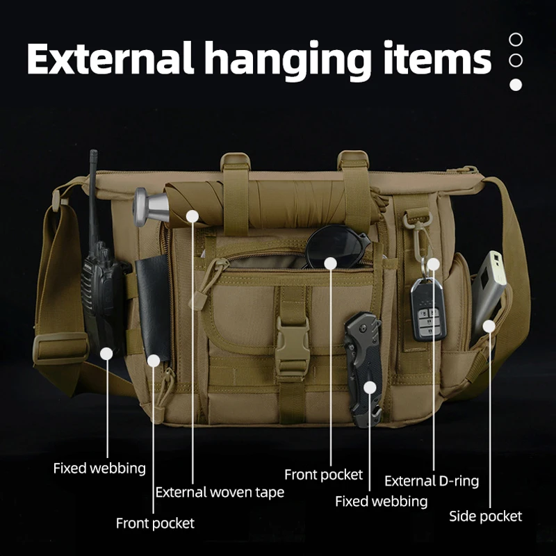 Bolsa táctica de pesca bandolera Molle para senderismo y ciclismo - imagen 5