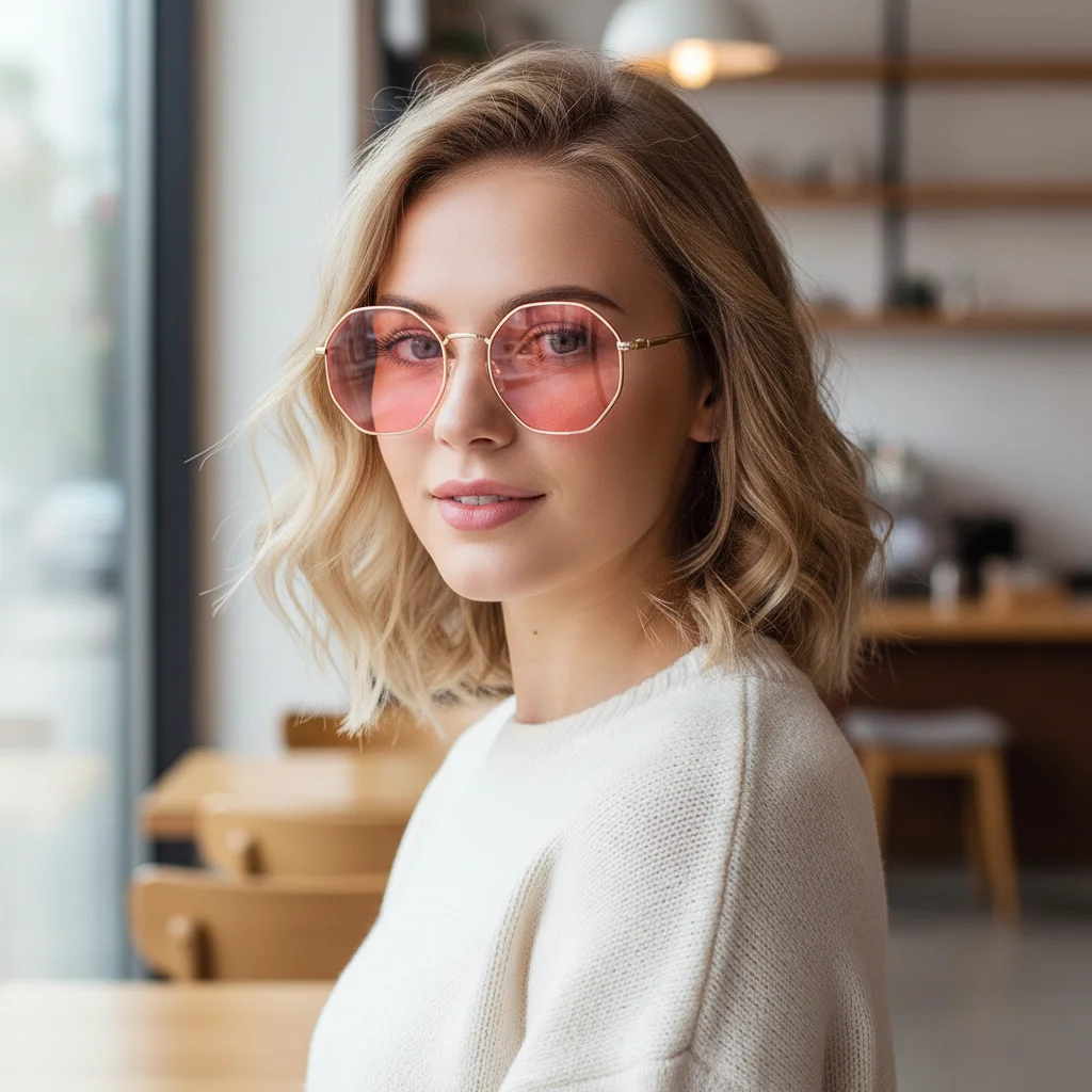Gafas de sol UV con montura metálica redonda resistentes al arañazo - imagen 4