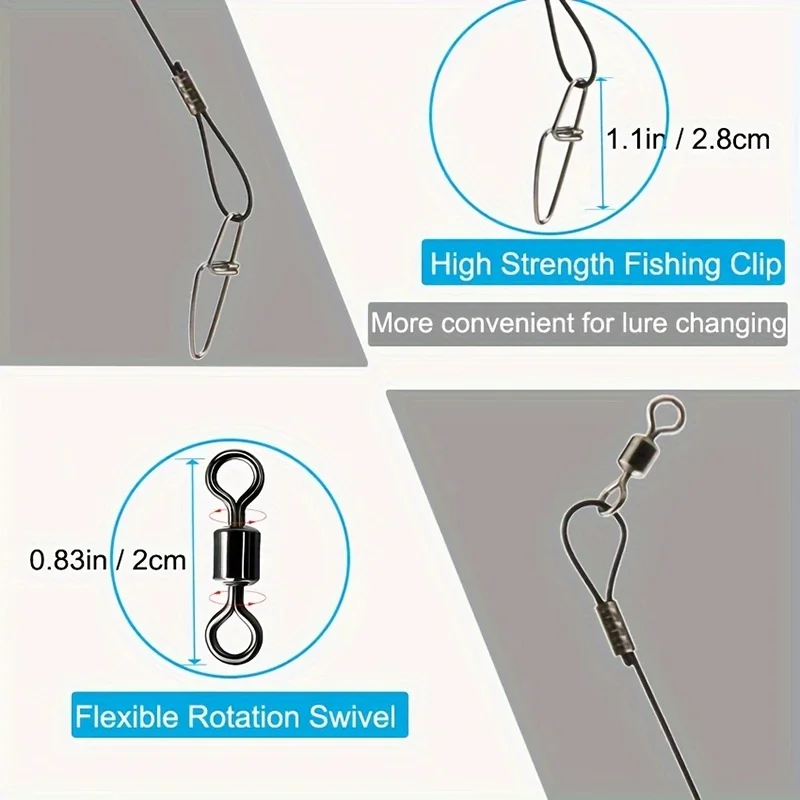 Leaders de acero Ackibbik con broches giratorios para agua salada - imagen 4