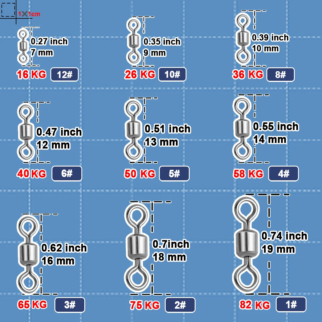 Micro giratorios 9KM acero inoxidable para aparejos de pesca - imagen 2