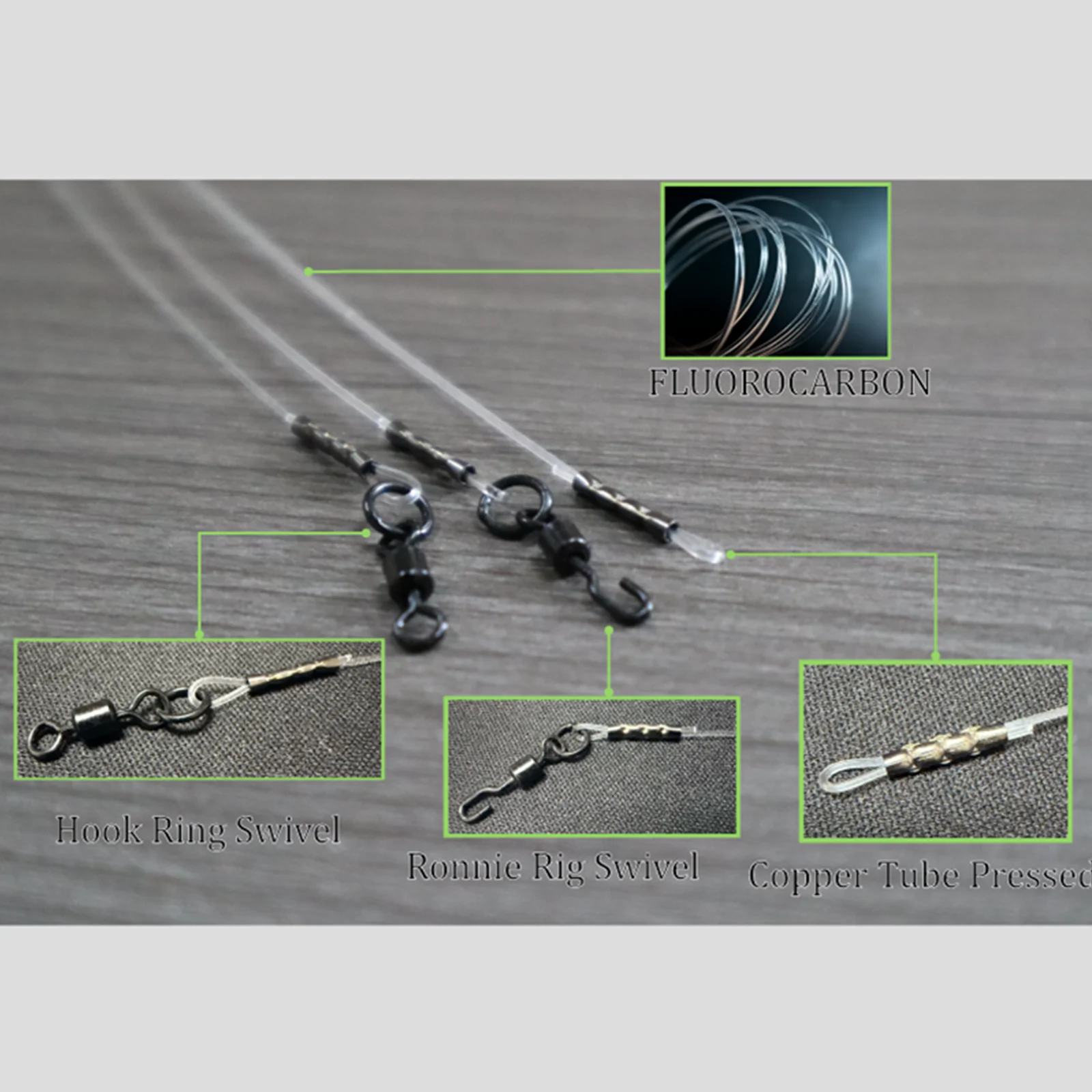 Fluorocarbono pre-atado para carpa, hundimiento rápido, anti-enredos - imagen 2