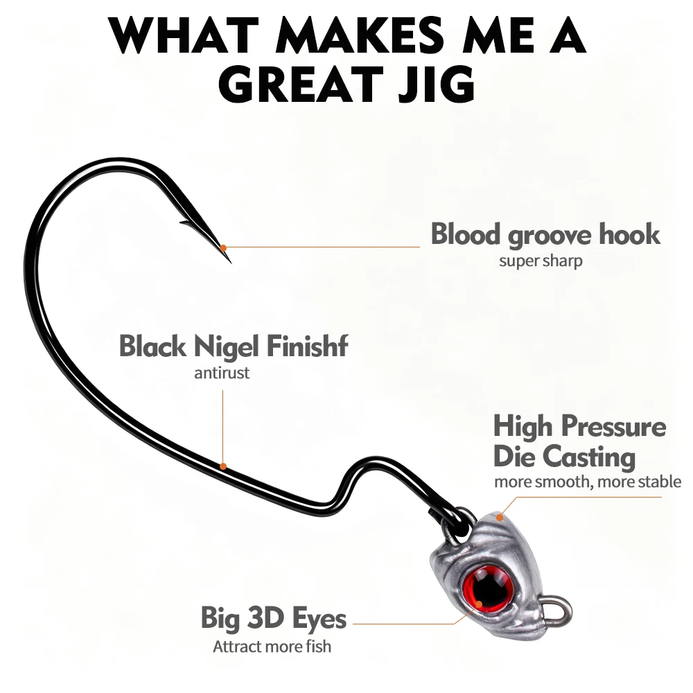 Anzuelos Jig Head con ojo 3D PROBEROS – para vinilo y lubina - imagen 3