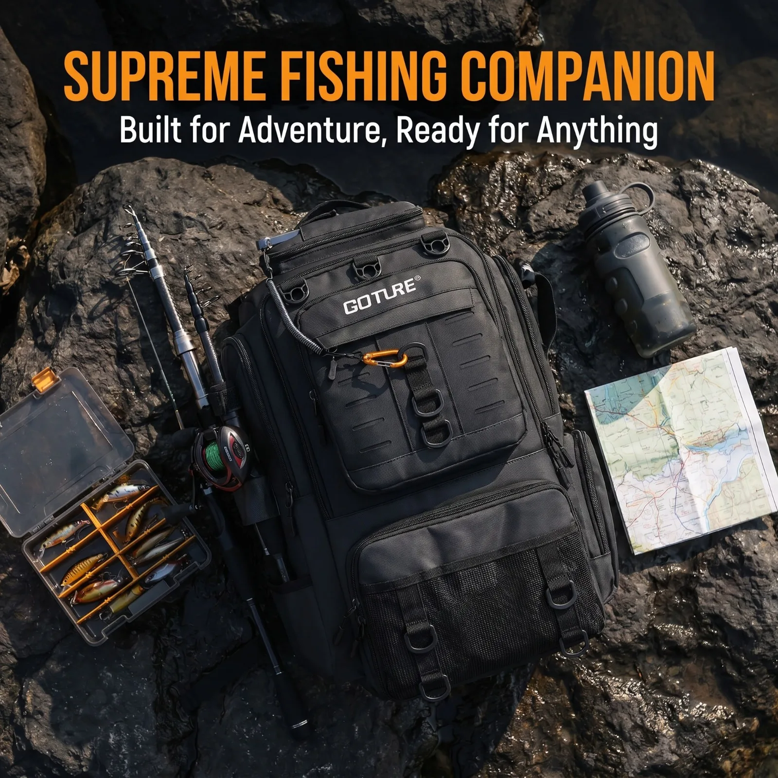 Bolsa de pesca Goture impermeable 900D con portacañas y bolsillos - imagen 2