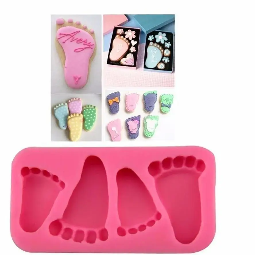 Molde de silicona 3D pies de bebé para fondant y chocolate - imagen 2