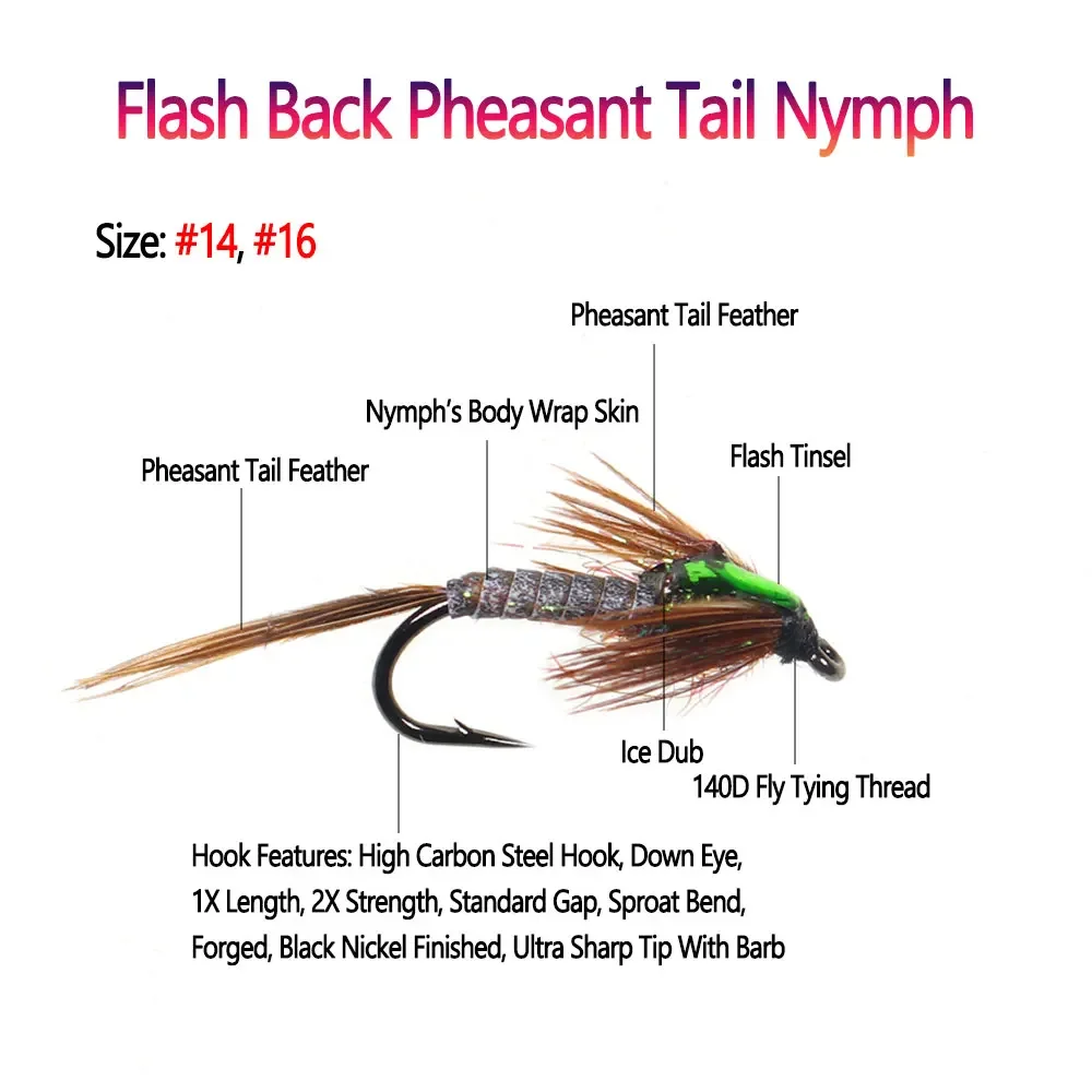 Bimoo Ninfa Pheasant Tail Flash Back – Hackle marrón para trucha