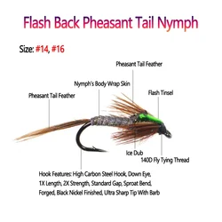 Bimoo Ninfa Pheasant Tail Flash Back – Hackle marrón para trucha