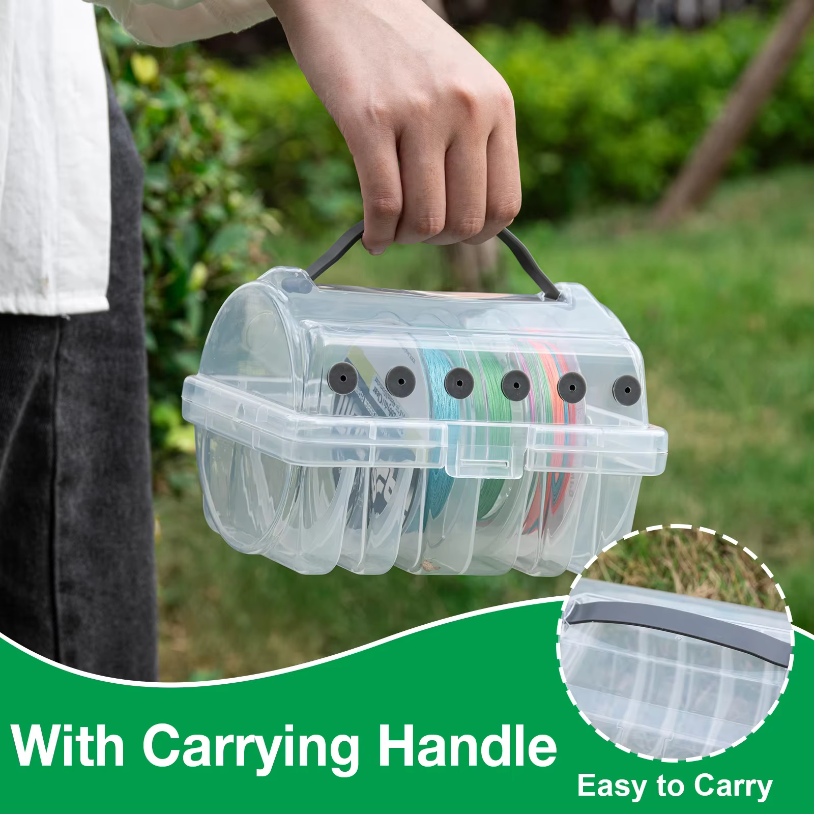 Goture Caja para sedal de pesca – Organizador 6 ranuras con silicona - imagen 2