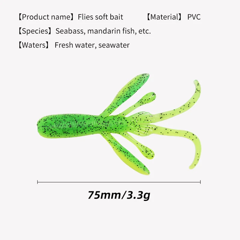 Señuelos blandos Crazy 75mm – Forma de camarón para pesca