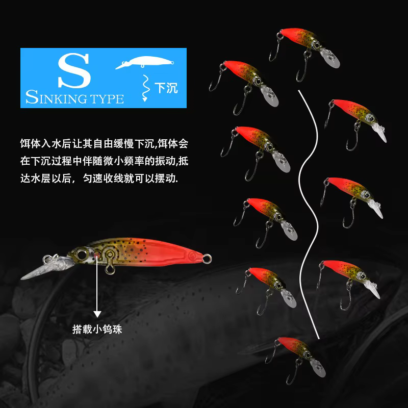 Jerkbait Mini para Trucha – Acabado Láser - imagen 5