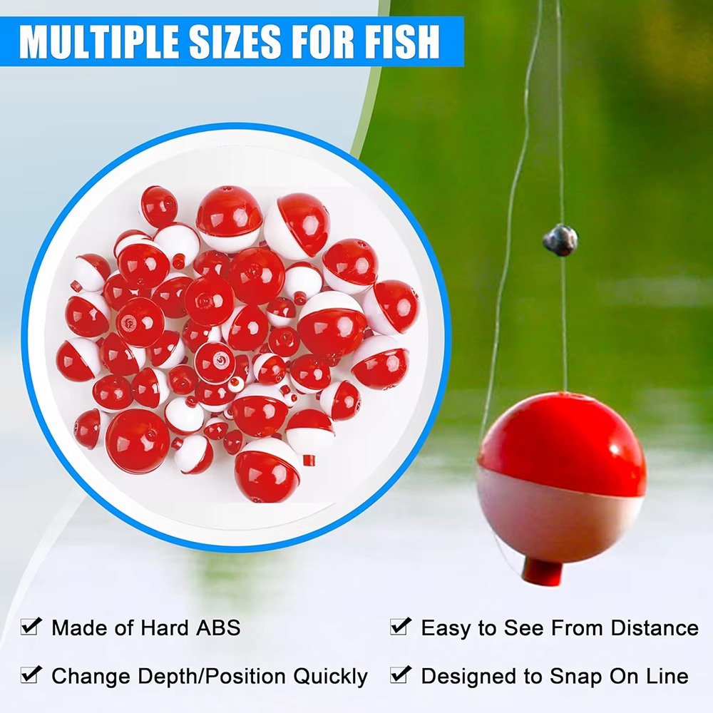 Flotadores de pesca ABS - Bobbers rojos y blancos de calidad - imagen 5