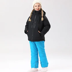 Traje de esquí infantil impermeable y cálido con chaqueta y pantalón