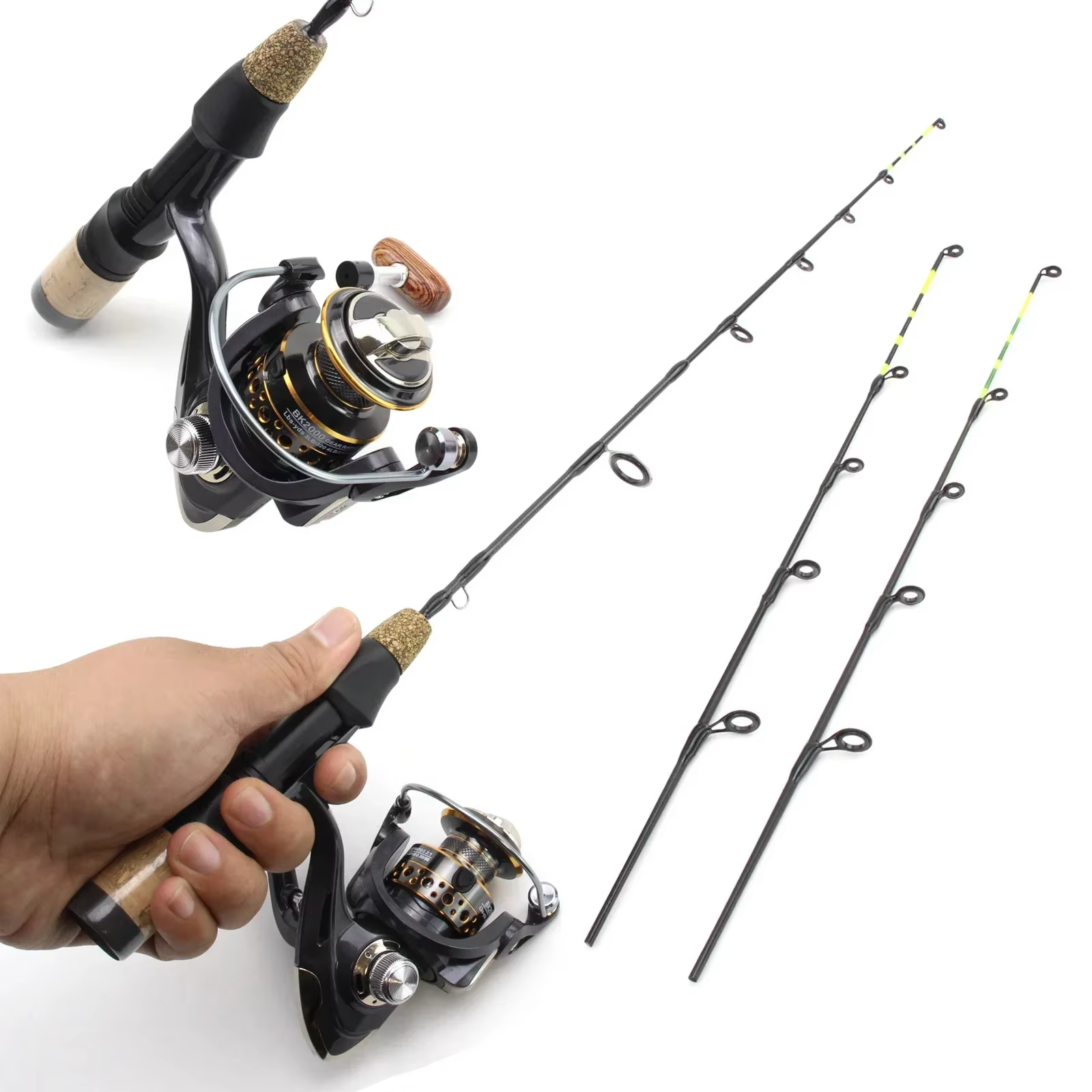 Caña para pesca en hielo con carrete - Fibra de carbono ligera - imagen 2
