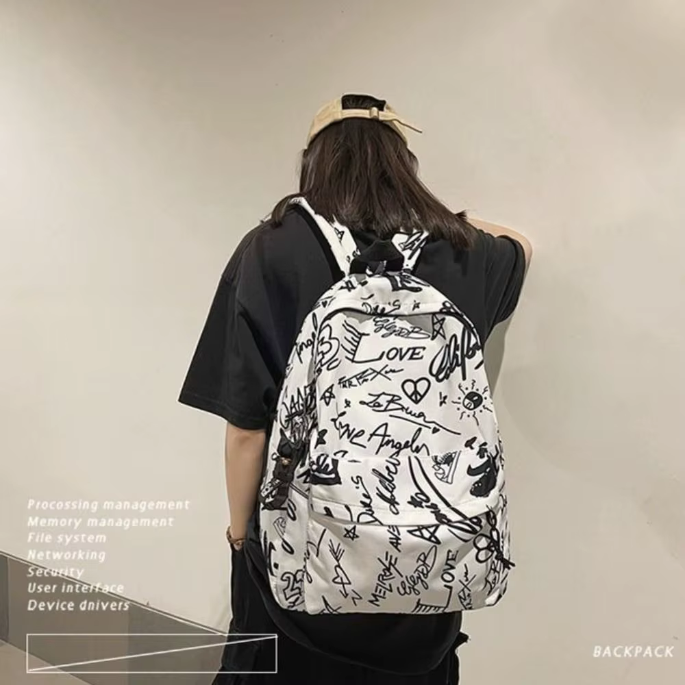 Mochila Urbana Graffiti Ultra Ligera – Gran Capacidad Estilo Coreano - imagen 2