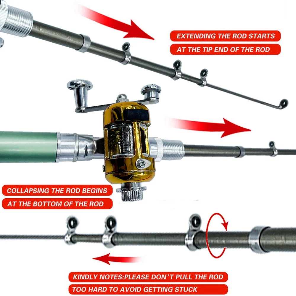 Mini Caña de Pesca Telescópica de Bolsillo con Carrete y Línea - imagen 5