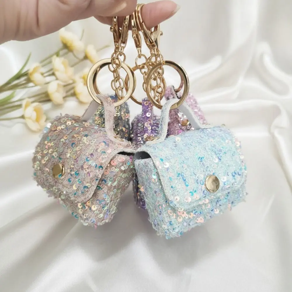 Estuche portátil con lentejuelas y llavero para auriculares DIY - imagen 3