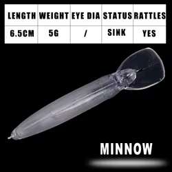 Señuelos Minnow Dr.Holife sin Pintar – Cebo Duro con Cascabel