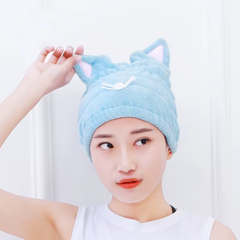 Toalla microfibra con forma de gato Coral - gorro secado rápido - imagen 5