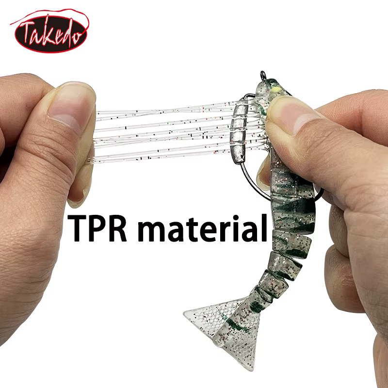 TAKEDO Gamba blando TPE 90mm – Set 3 uds con anzuelo VMC - imagen 2