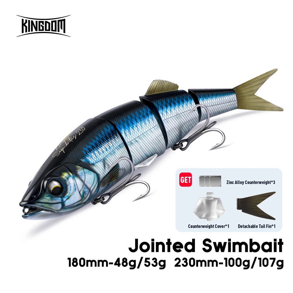 Señuelo articulado Kingdom Swimbait para lubina, flotante y hundible
